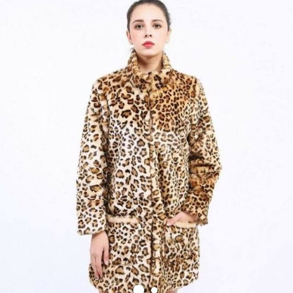 hilmoor newyork Jackets & Blazers - Hilmoor vintage leopard print fur coat parka